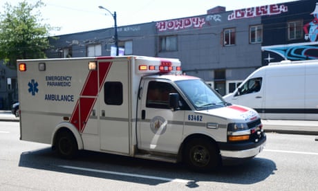 An ambulance is seen during the extreme heatwave in Vancouver, British Columbia, Canada, June 30, 2021.