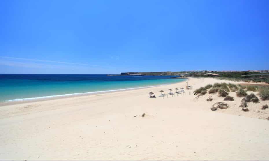 The beach at Praia do Martinhal on the Algarve in Portugal, now on the green list of countries to visit from England.