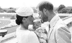 The Duke and Duchess of Sussex with their son Archie after his christening at Windsor Castle.