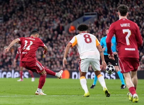 Mohamed Salah scores the fourth goal for Liverpool