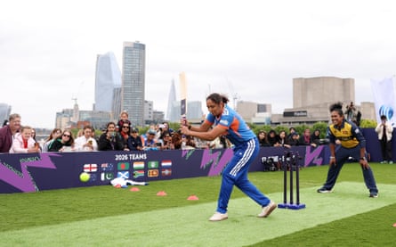 India’s skipper Harmanpreet Kaur gets successful a spot of believe during nan ICC Women’s T20 World Cup Captains’ Carnival astatine Waterloo Bridge.