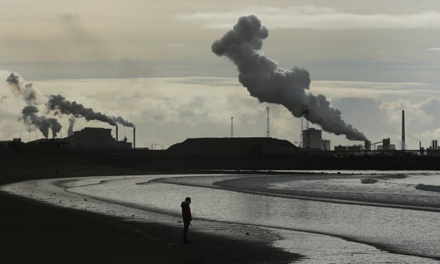 The Port Talbot steel workers in Wales, seen from Aberavon beach.
