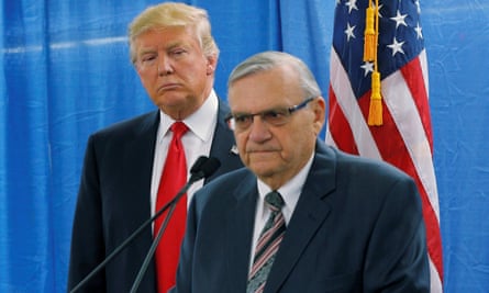 Donald Trump with Joe Arpaio at a rally in Iowa. Arpaio was an aggressive supporter of Trump’s presidential campaign.