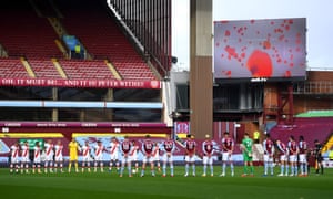 General view inside the stadium as Southampton and Aston Villa players observe a minute of silence to mark Armistice Day.