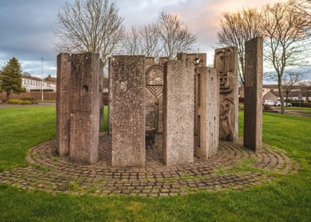 Concrete stones in circle in park
