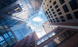 Skyscrapers against blue sky in downtown Melbourne, Australia
