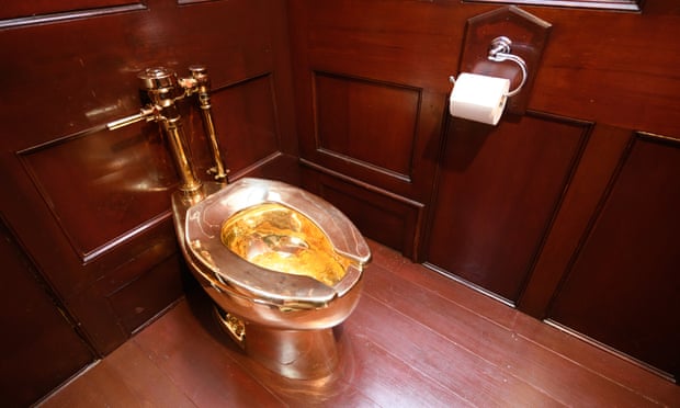America, a fully functioning gold toilet by Maurizio Cattelan