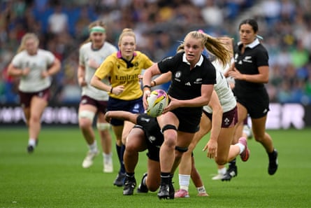 Jorja Miller runs with the ball during New Zealand’s Women’s World Cup match against Ireland.