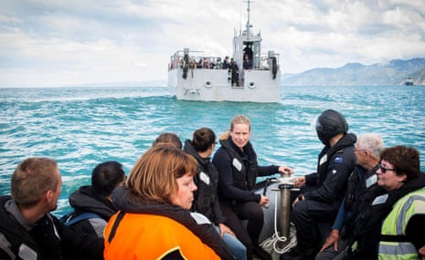 Stranded tourists being evacuated from Kaikoura.