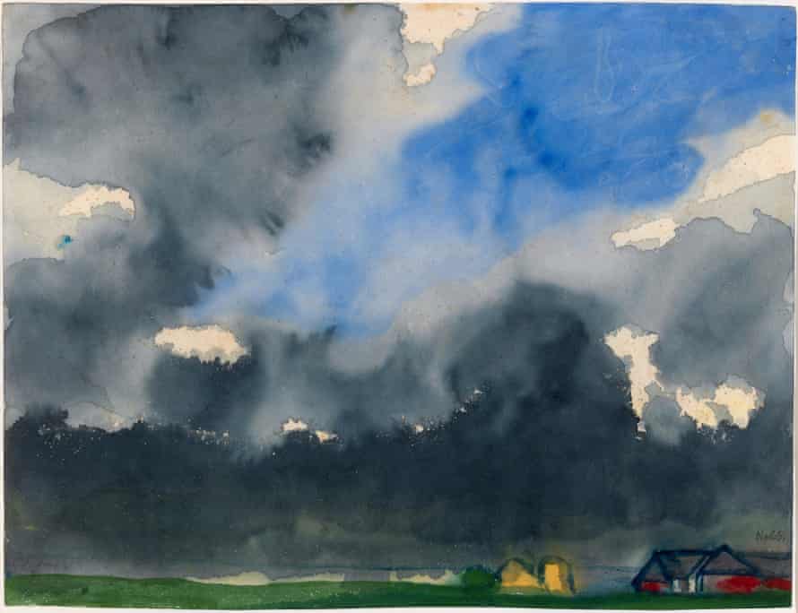 Rain over a Marsh … a watercolour on rice paper by Emil Nolde from the exhibition in Dublin.
