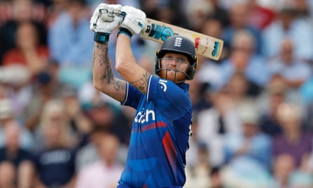 Stokes hits out during his record 182 against New Zealand at Lord’s, a highest score by an England batsmen in ODIs.
