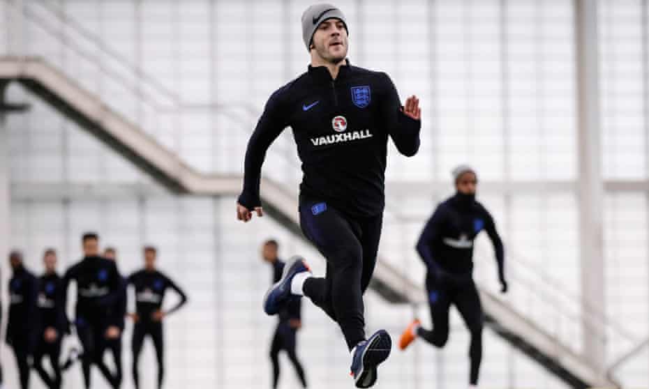 Jack Wilshere trains with England at St George’s Park. ‘I’ve always felt this is somewhere I belong,’ he said. ‘Now it’s down to me to stake my claim.’