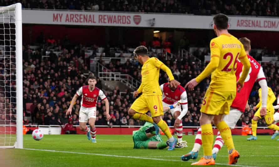Roberto Firmino scores the second goal.
