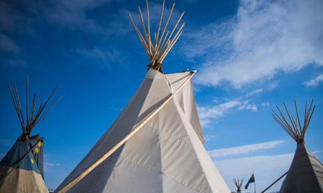 Teepees on the edge of the Standing Rock Sioux reservation outside Cannon Ball, North Dakota in December 2016.