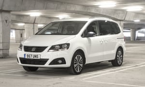 Seat Alhambra MPV white parked in a car park