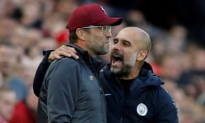 Los gerentes Jürgen Klopp, a la izquierda, y Pep Guardiola parecen gustar mucho.