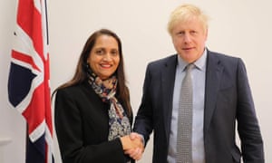 Johnson posed for a picture shaking hands with Brent north Tory candidate, Anjana Patel, who has been allowed to stand for the party despite Conservative HQ knowing she had sent an anti-Muslim tweet.