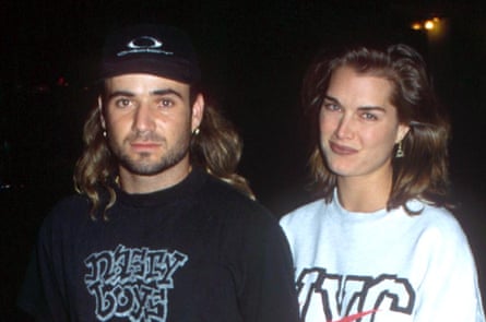 Actor Brooke Shields with tennis player Andre Agassi in 1994
