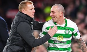 El entrenador celta Neil Lennon y Scott Brown