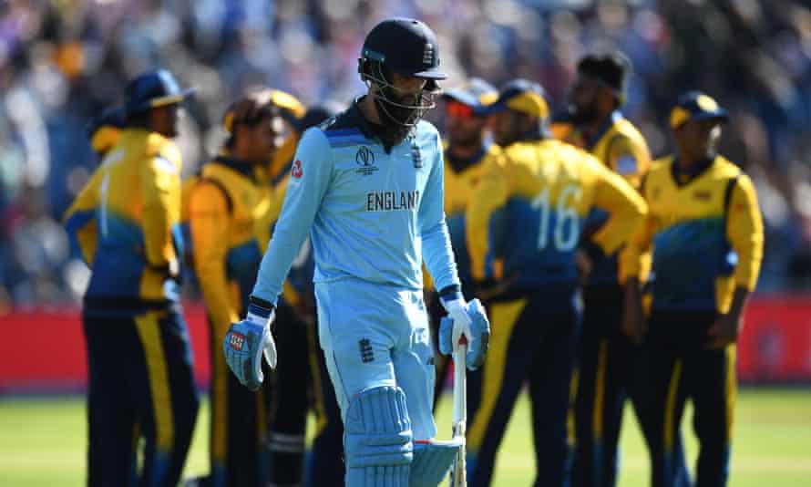 Moeen Ali trudges off after being caught on the boundary having hit his previous ball for six as England failed to chase a meagre 233 for victory.