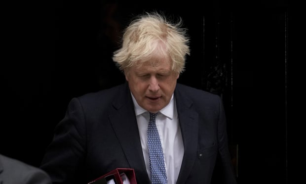 Boris Johnson leaving 10 Downing Street this morning to attend prime minister's questions.