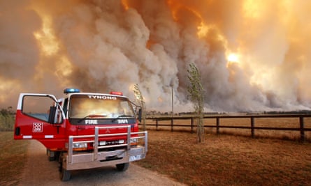 A fire raging in the Bunyip state park near Labertouche in Australia.