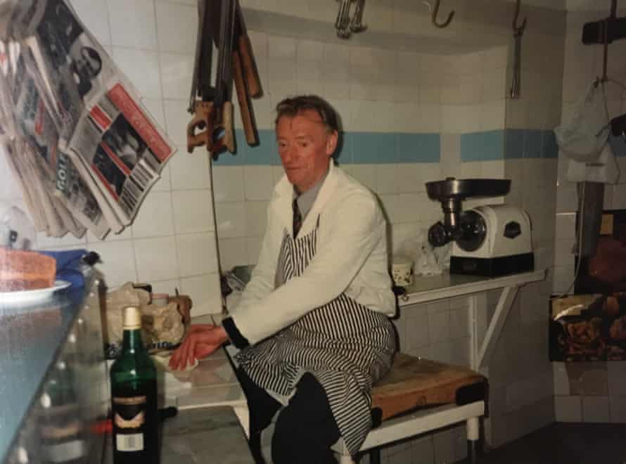 Frank Fisher in his butcher's shop in Dronfield, circa 1980s.