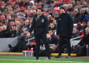 Everton’s under fire boss Marco Silva reacts during the match.