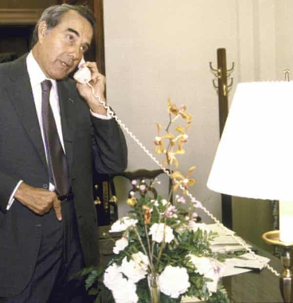 Bob Dole in a telephone call to the White House as a senator in 1985.