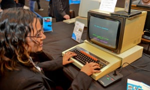 Woman using a BBCMicro at the Gadget Show Live 2015 in Birmingham