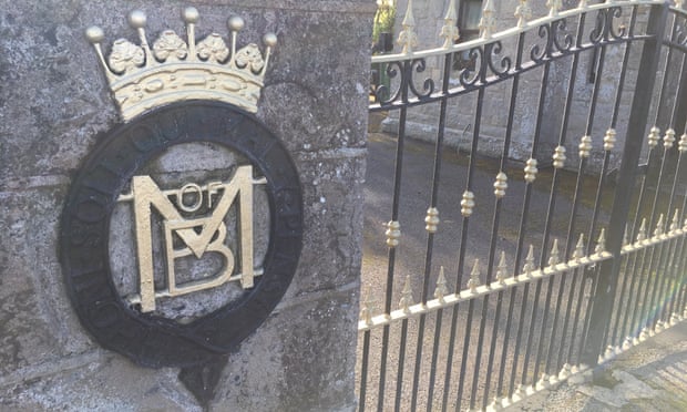 The Mountbatten initials at the gates of Classiebawn Castle, Mullaghmore.