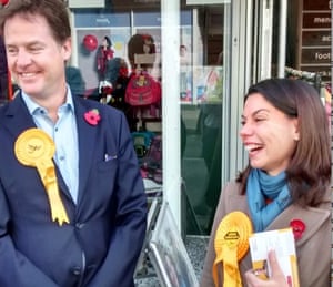 Nick Clegg with Sarah Olney campaigning in Richmond Park.