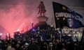 Celebrations by Inter fans in Milan’s Piazza Duomo after their title win on Monday night.