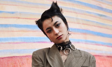 Miranda Remington, 24, modelling hair horns created at The Bohemians Salon in Deptford, London.