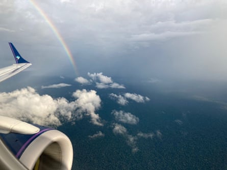 Photograph of a rainbow over the Brazilian Amazon sent by Dom Philips to his sister Sian on 1 June, four days before he and the Indigenous expert Bruno Araújo Pereira went missing.