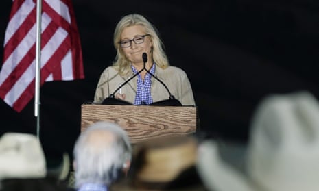 Representative Liz Cheney speaks at a primary election day gathering in Jackson, Wyoming on Tuesday.
