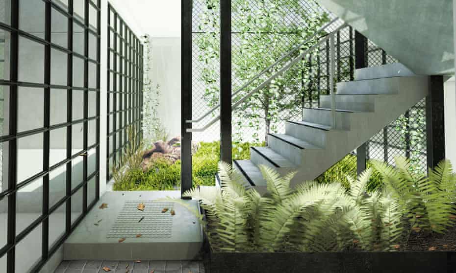 The courtyard for Nightingale 1, a Breathe Architecture project in Melbourne