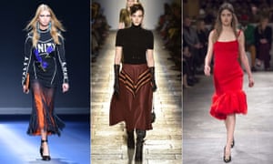Left to right: Versace, Bottega Veneta and Prada AW17 at Milan fashion week