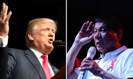 Republican presidential candidate Donald Trump (L) and Filipino lawyer and politician Rodrigo Duterte (R)