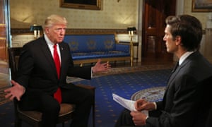 Donald Trump in his first one-on-one television interview since being sworn in as president.