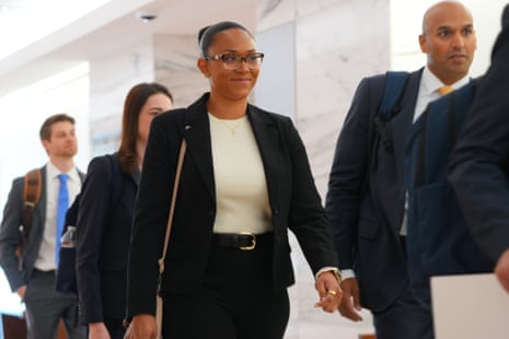 People arrive for court hearing