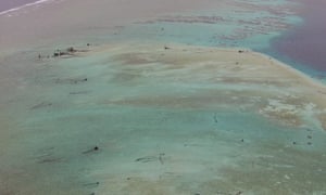 The remains of one of six partially eroded islands in the Solomons.