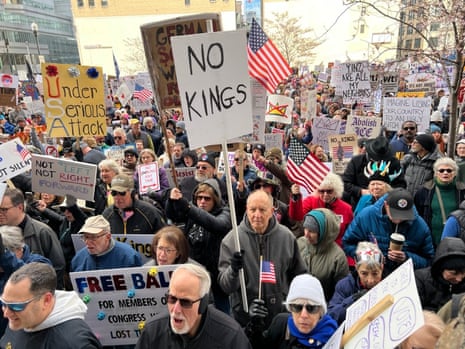 A "No Kings" event filled Grant Street in front of the City-County Building in downtown Pittsburgh on March 28, 2026.