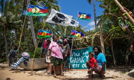 Independence supporters on the Island of Ouen, in the bay of Prony, New Caledonia