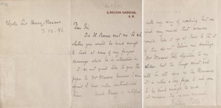Letter from Beatrix Potter to William Thiselton-Dyer, 3 December 1896.