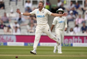 Neil Wagner goes close again.