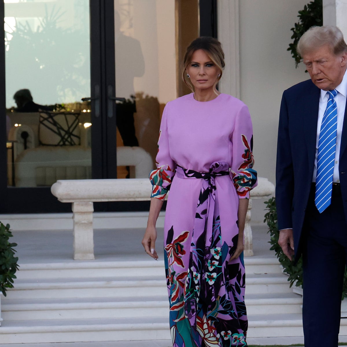 melania in purple dress A purple hat, a yellow dress: What to know about Melania Trump's UK fashion picks