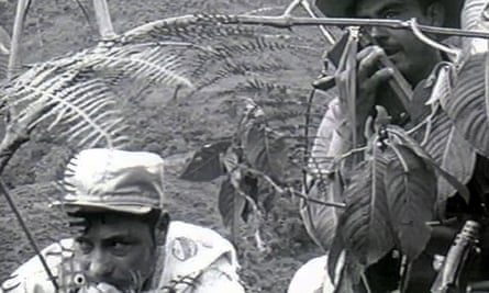Manuel Marulanda (left) in battle in the 1960s.