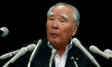 Osamu Suzuki speaking at a press conference in Tokyo, 2011. He joined Suzuki in 1958 when it had been in the automobile business for only four years.