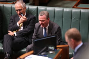 Under pressure ... Malcolm Turnbull and Christopher Pyne in the House of Representatives on Thursday after losing votes.